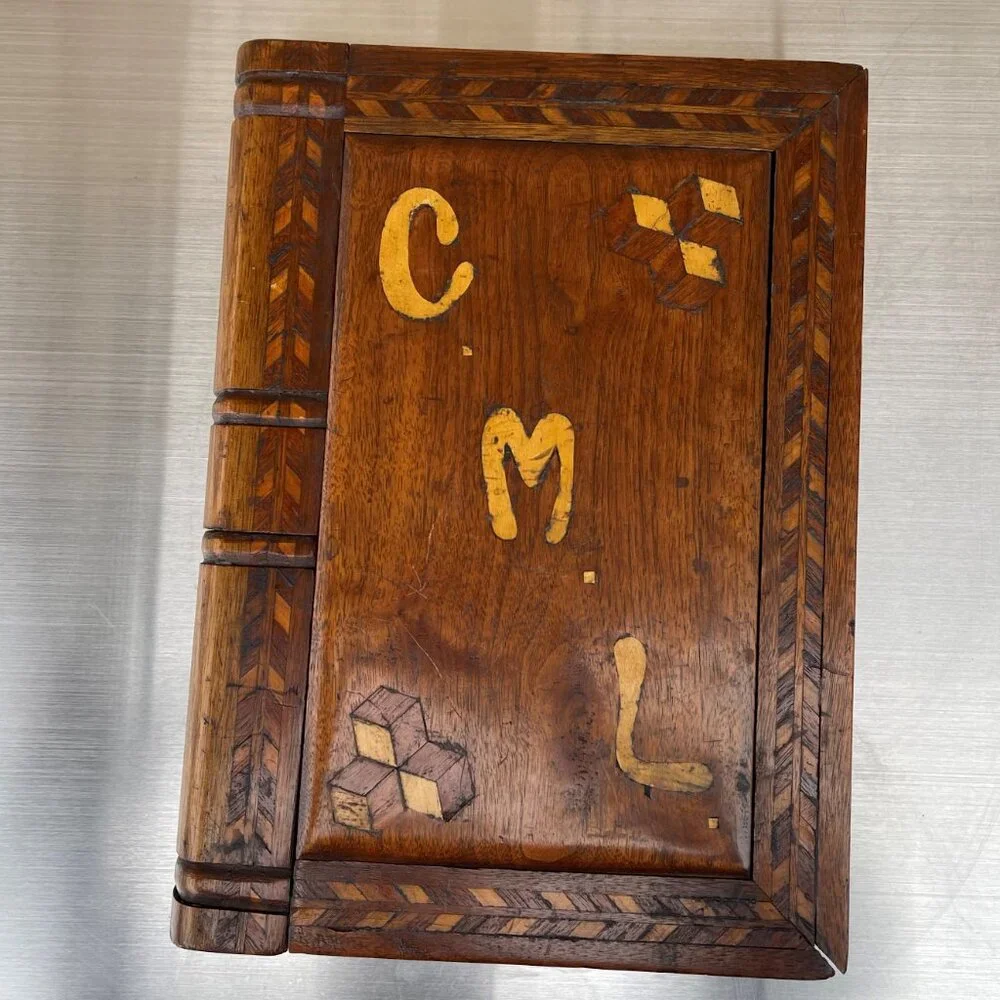 New Mexico Folk Art Marquetry Wood Jewelry Box